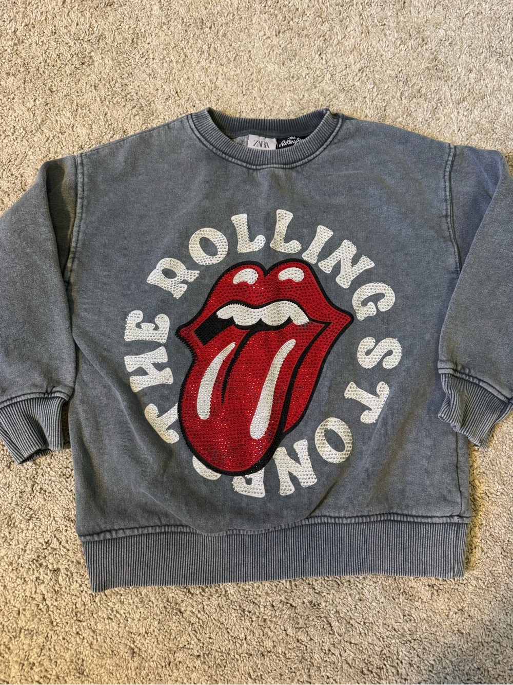 Zara The Rolling Stones Bedazzled Sweatshirt Size 6/7